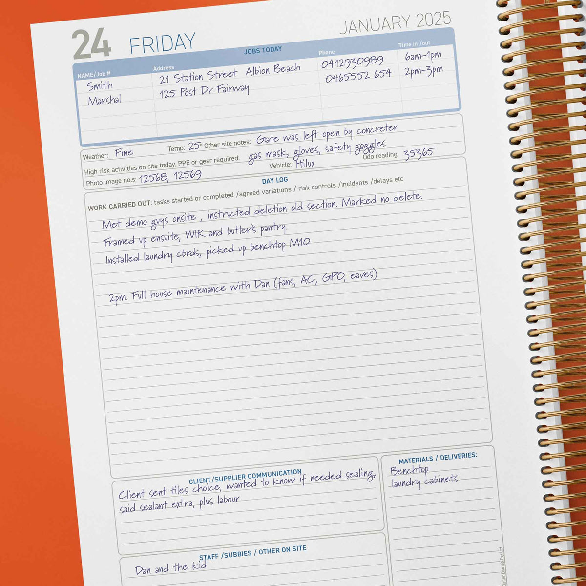 2025 Diary for Tradies