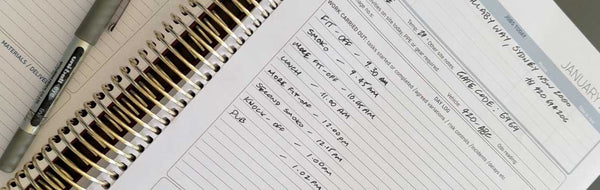Image of construction diary showing inside pages with schedule