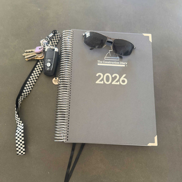 2026 Construction Diary for Tradies - A4 Leather Hard Cover Spiral Bound