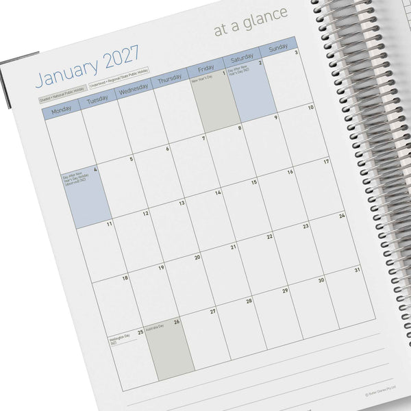 2027 Construction Diary for Tradies - A4 Leather Hard Cover Spiral Bound - $79.99