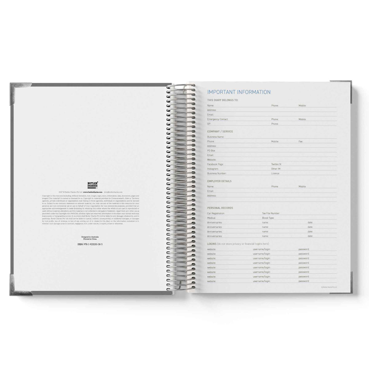 2027 Construction Diary for Tradies - A4 Leather Hard Cover Spiral Bound - $79.99