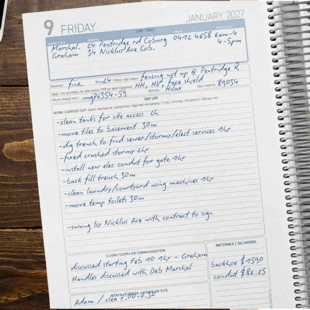 Diary Build Diary Bundle for Tradies – Construction Diary