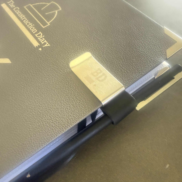 Pen holder / business card clip -silver  Construction Diary